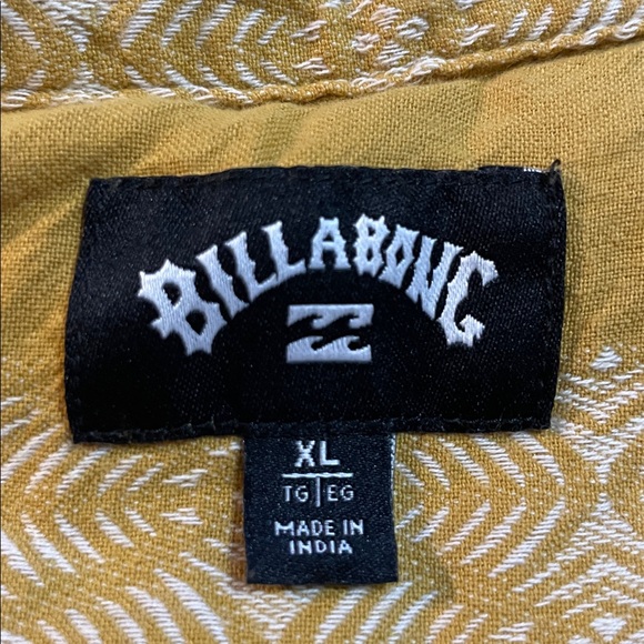 Billabong Mustard & Cream Short-Sleeve Button-Up 100% Cotton Shirt - Picture 4 of 11